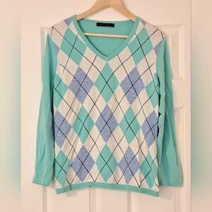 Tommy Hilfiger Sweater  Teal V NeckLightweight Knit- Women's Large